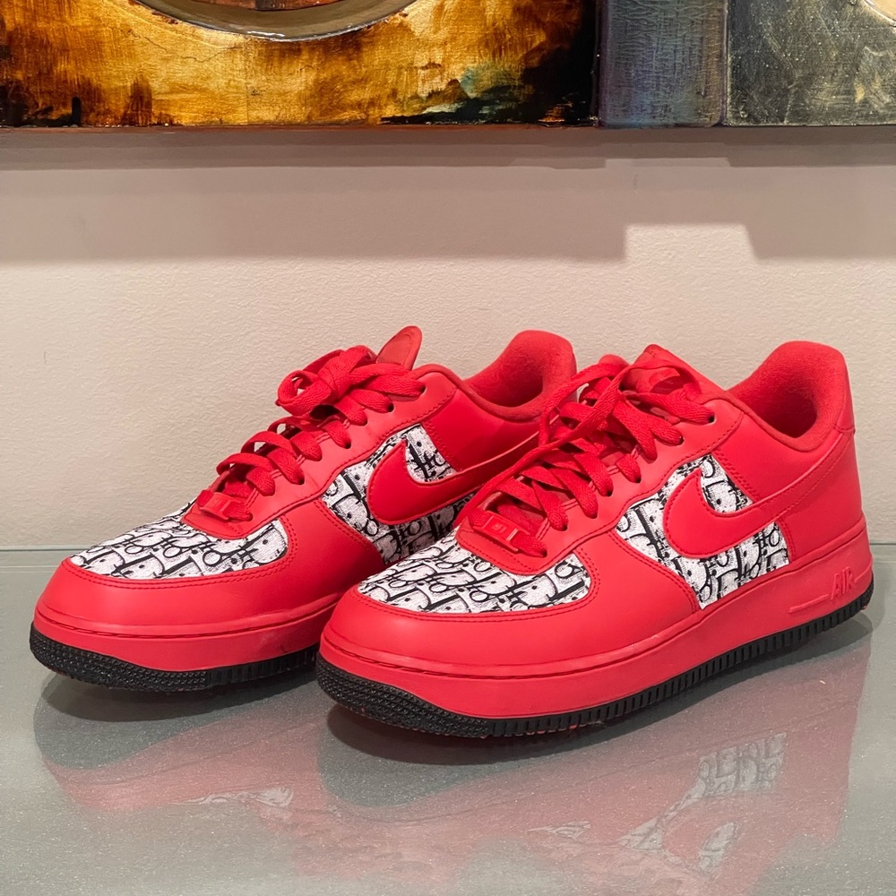 Men’s Custom Nike AF1 Red/Dior-White/Black Size 9